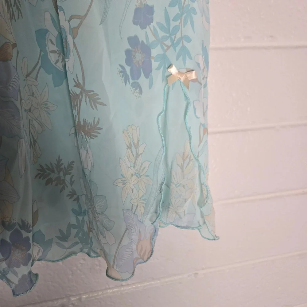 Vtg Y2K Floral Chemise Large Pastel Lace‎ Trim Nightgown Slip Dress Ethereal